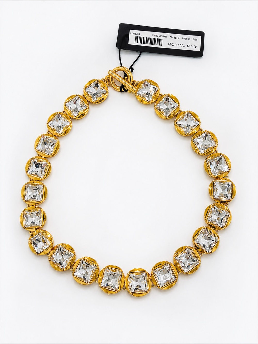 Ann Taylor Gold Crystal Collar Necklace - Clear & Gold
